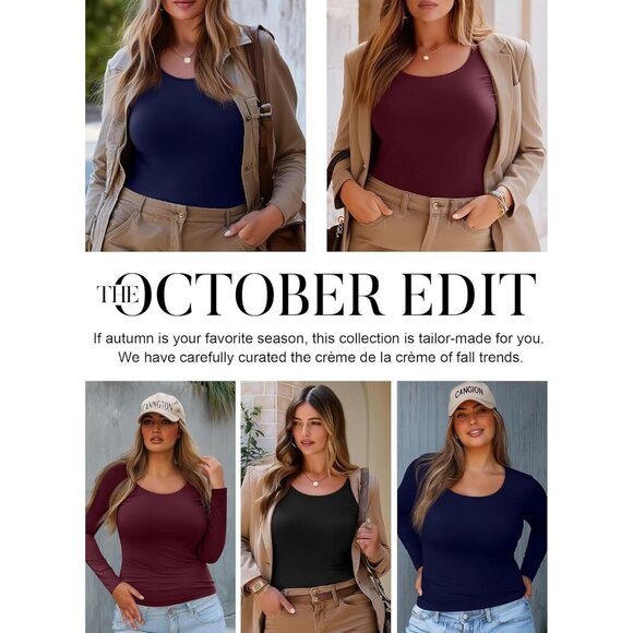 Plus Size Women’s Long Sleeve T-Shirts Pack 3 Casual Fitted Fall Winter - Picture 2 of 6